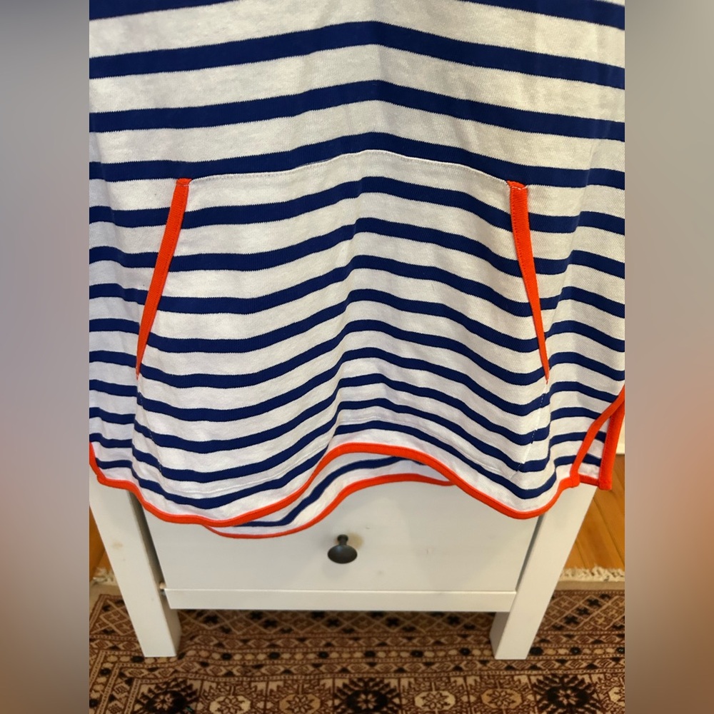 J. Crew women’s medium Tipped V-neck hoodie in striped Mariner cloth NWT - Picture 7 of 9
